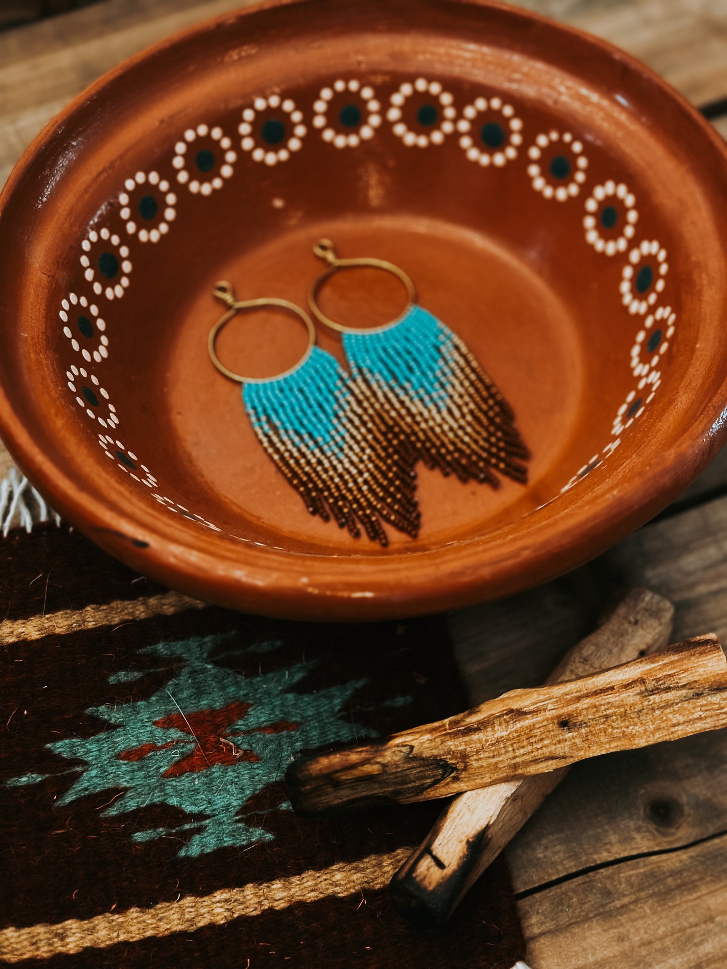 Xiuhtecuhtli beaded Hoops