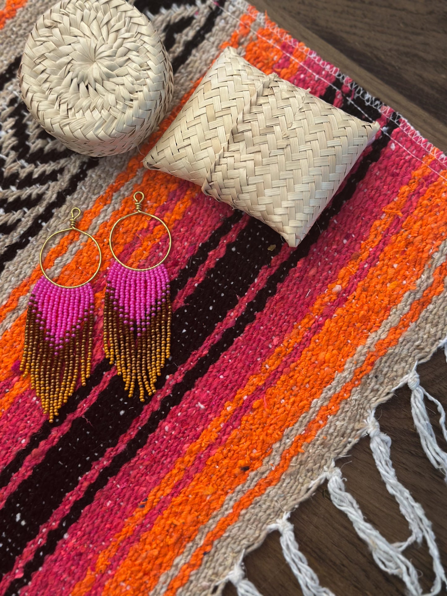 Cactus flower beaded hoops