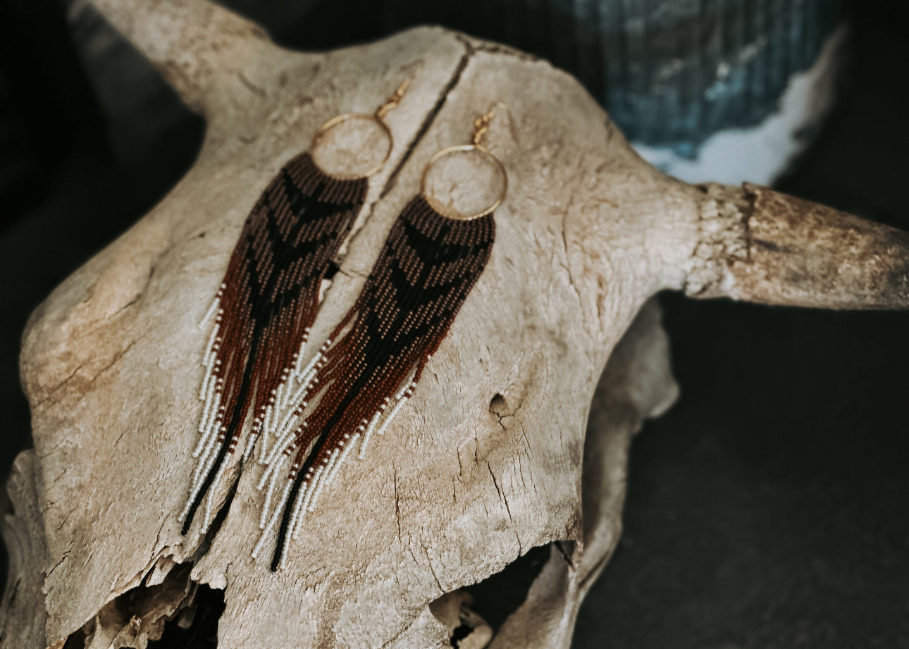 Pheasant Beaded Hoops