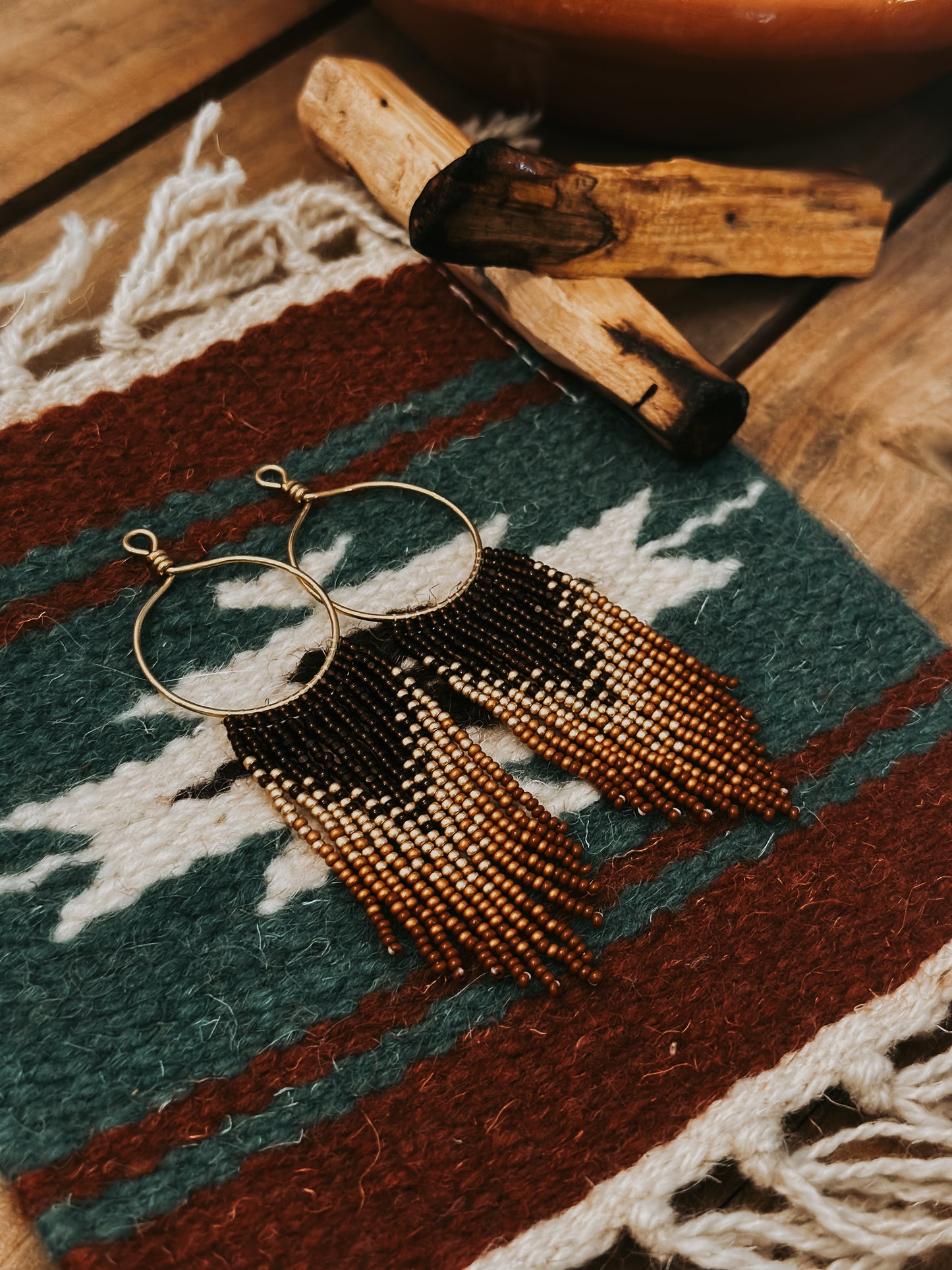 Cacao Beaded Hoops