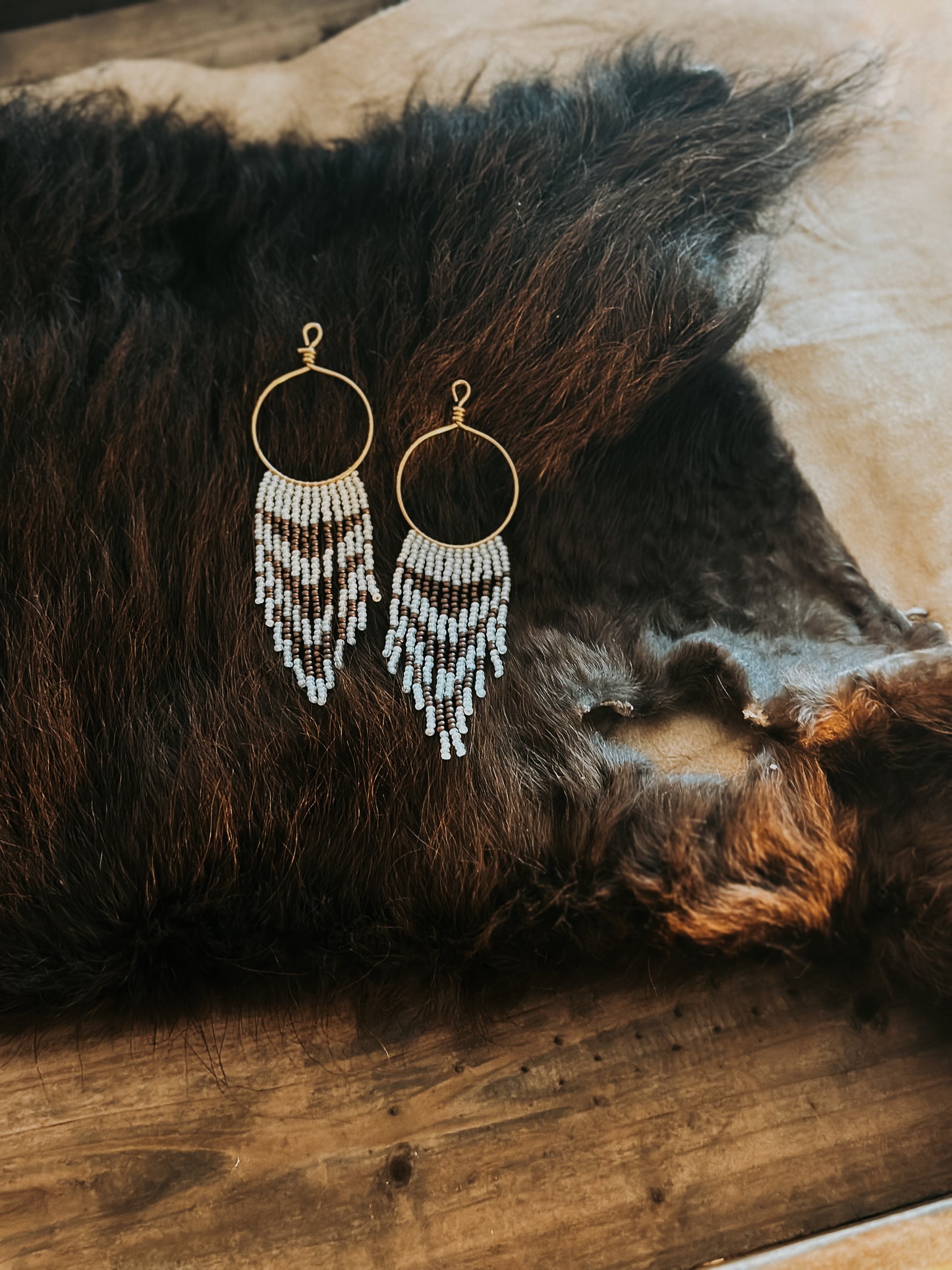 Snowy Owl Mini Beaded Hoops