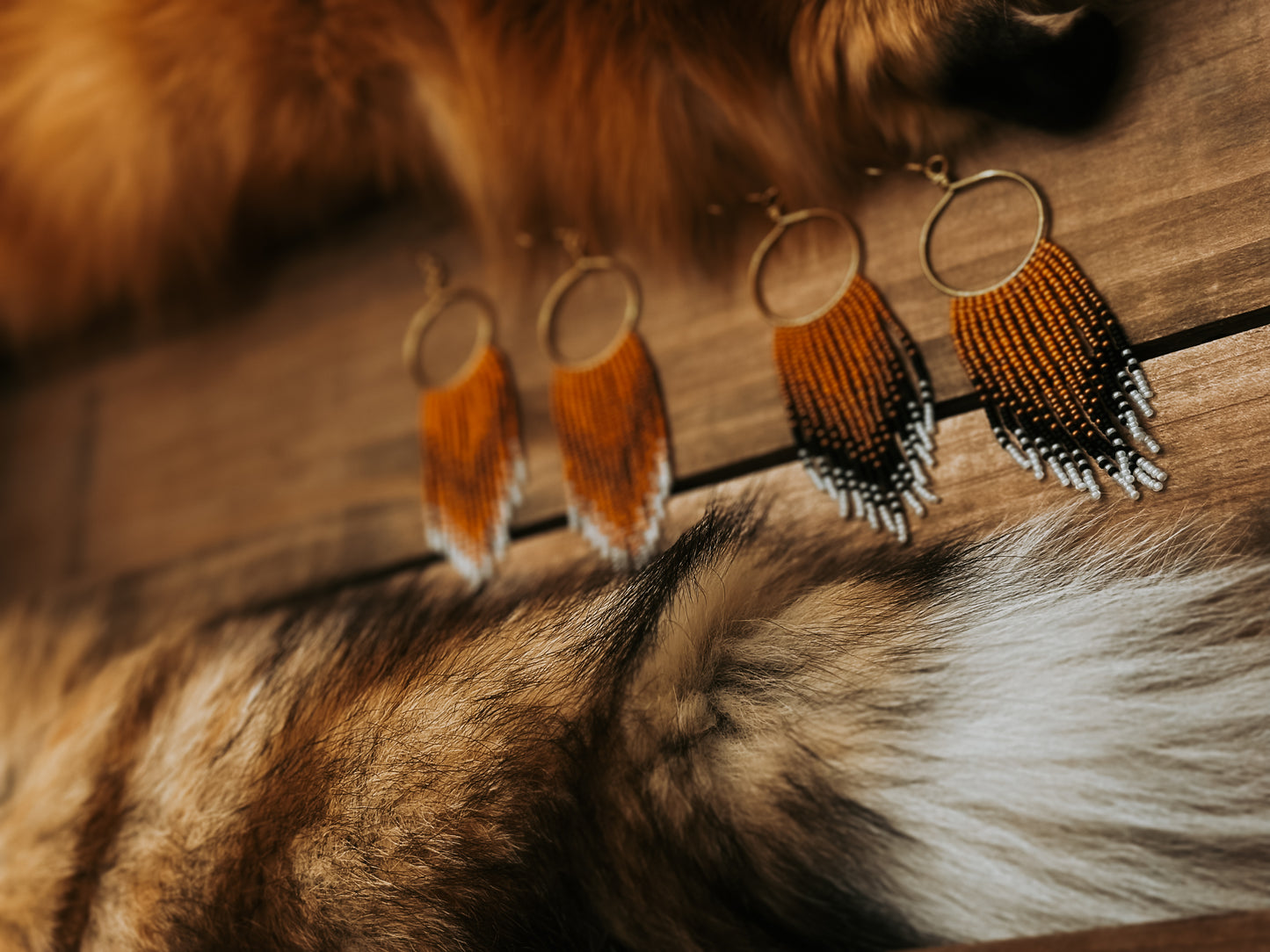 Red Fox Beaded Hoops