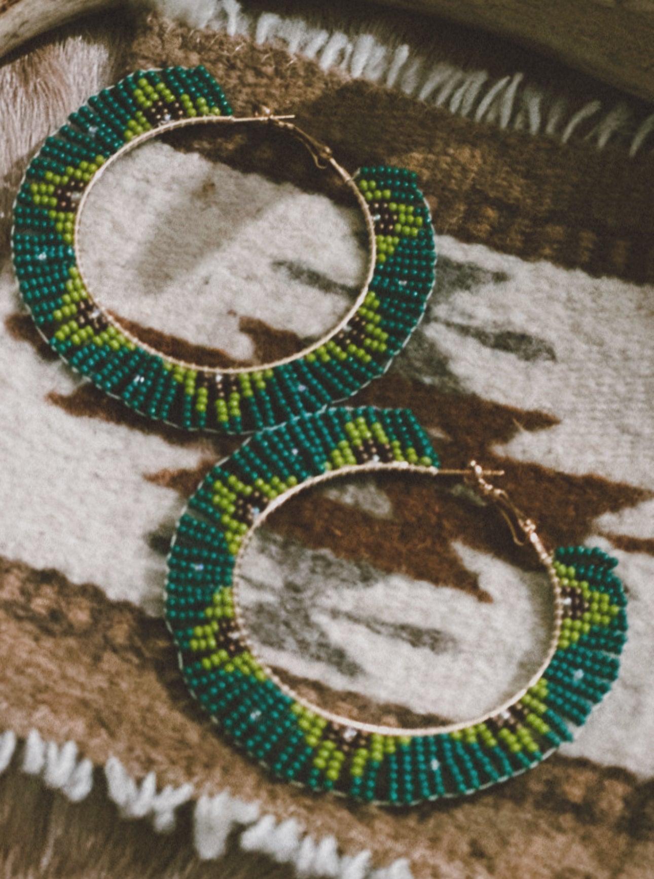 Large Beaded Hoops-Lucky