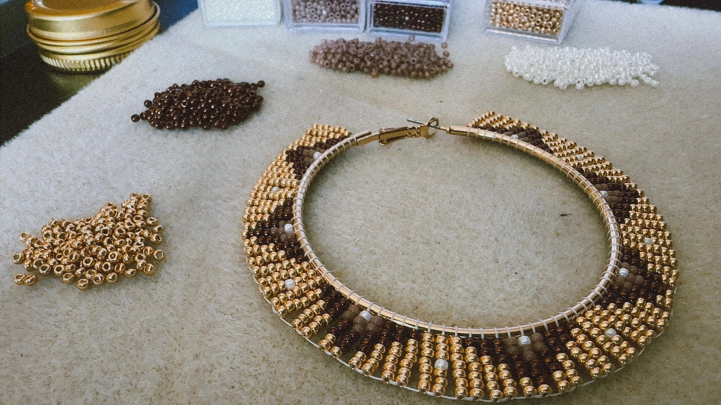 XL beaded hoops-Oro