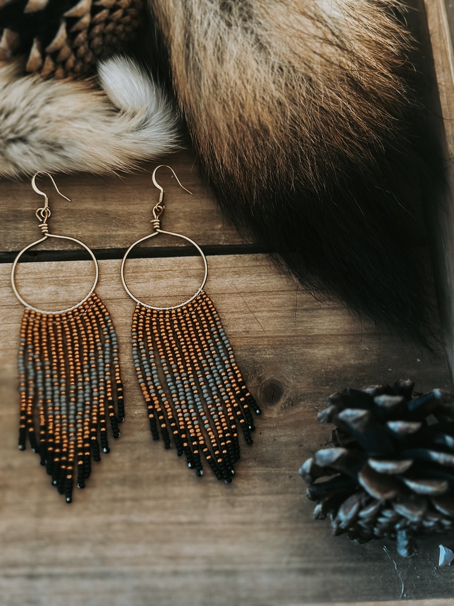 The Coyote Beaded Hoops