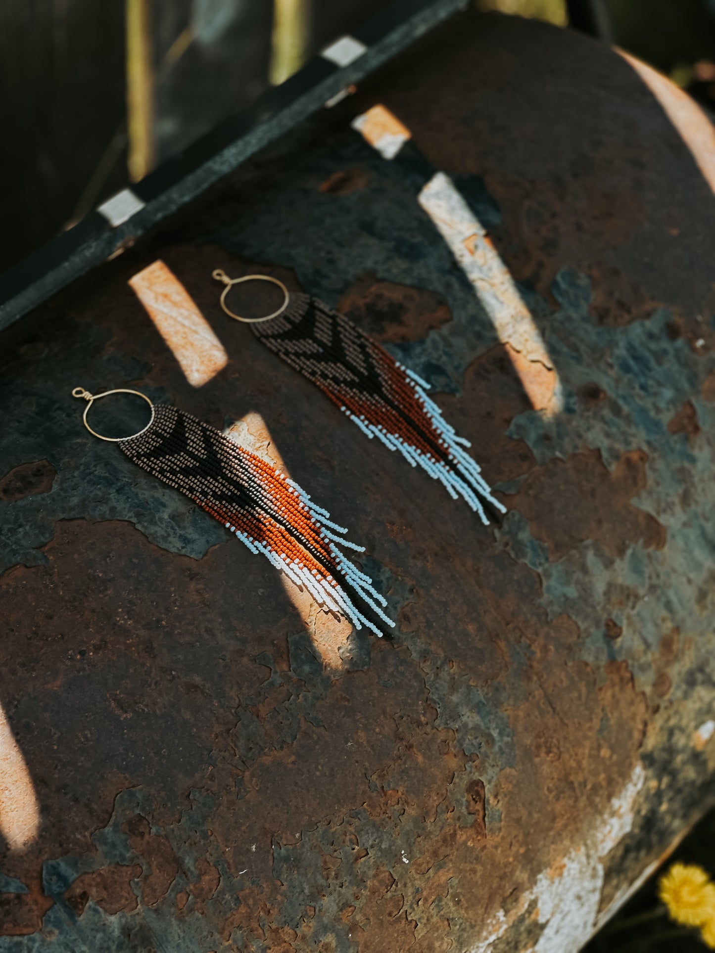 Pheasant Beaded Hoops