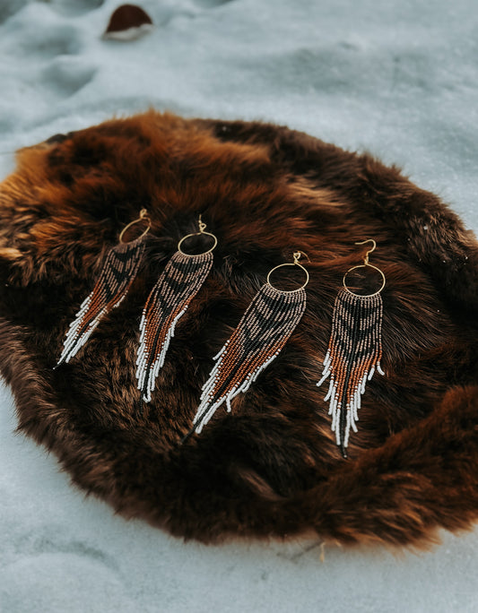 Pheasant Beaded Hoops