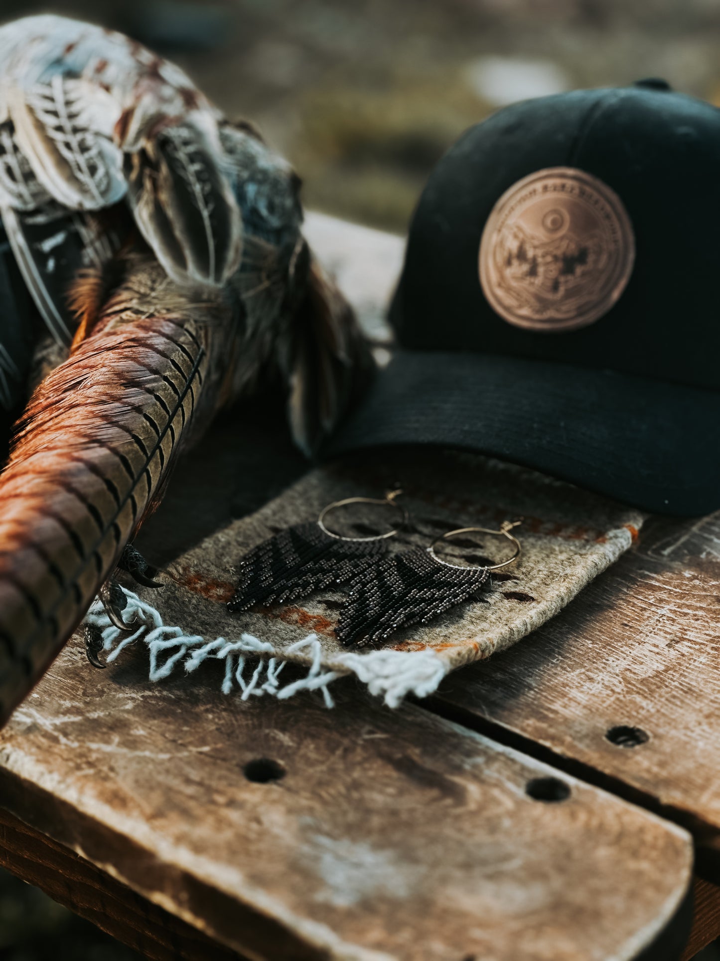 Pheasant beaded hoops- minis 02