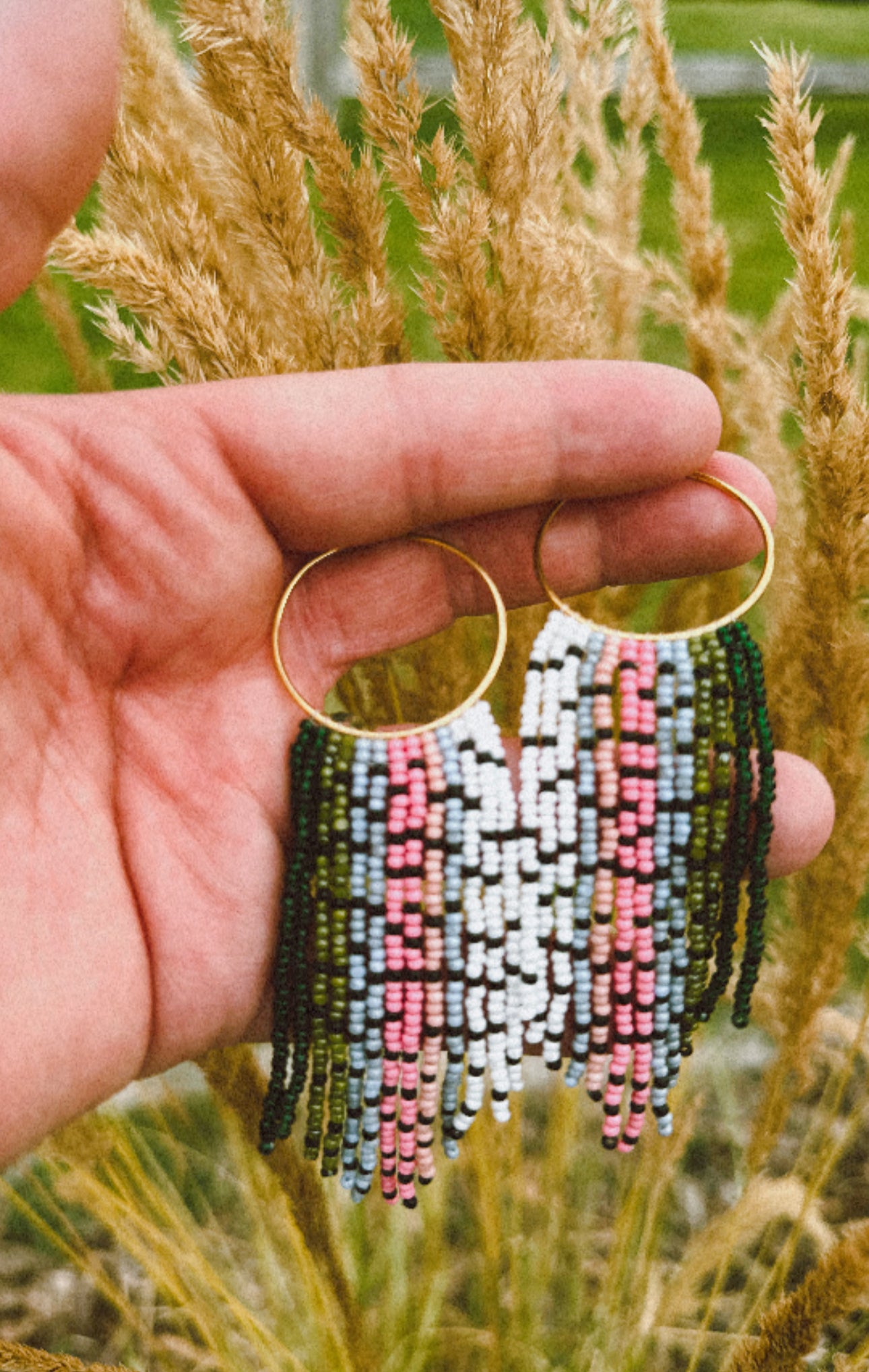 Rainbow Trout Beaded Hoops