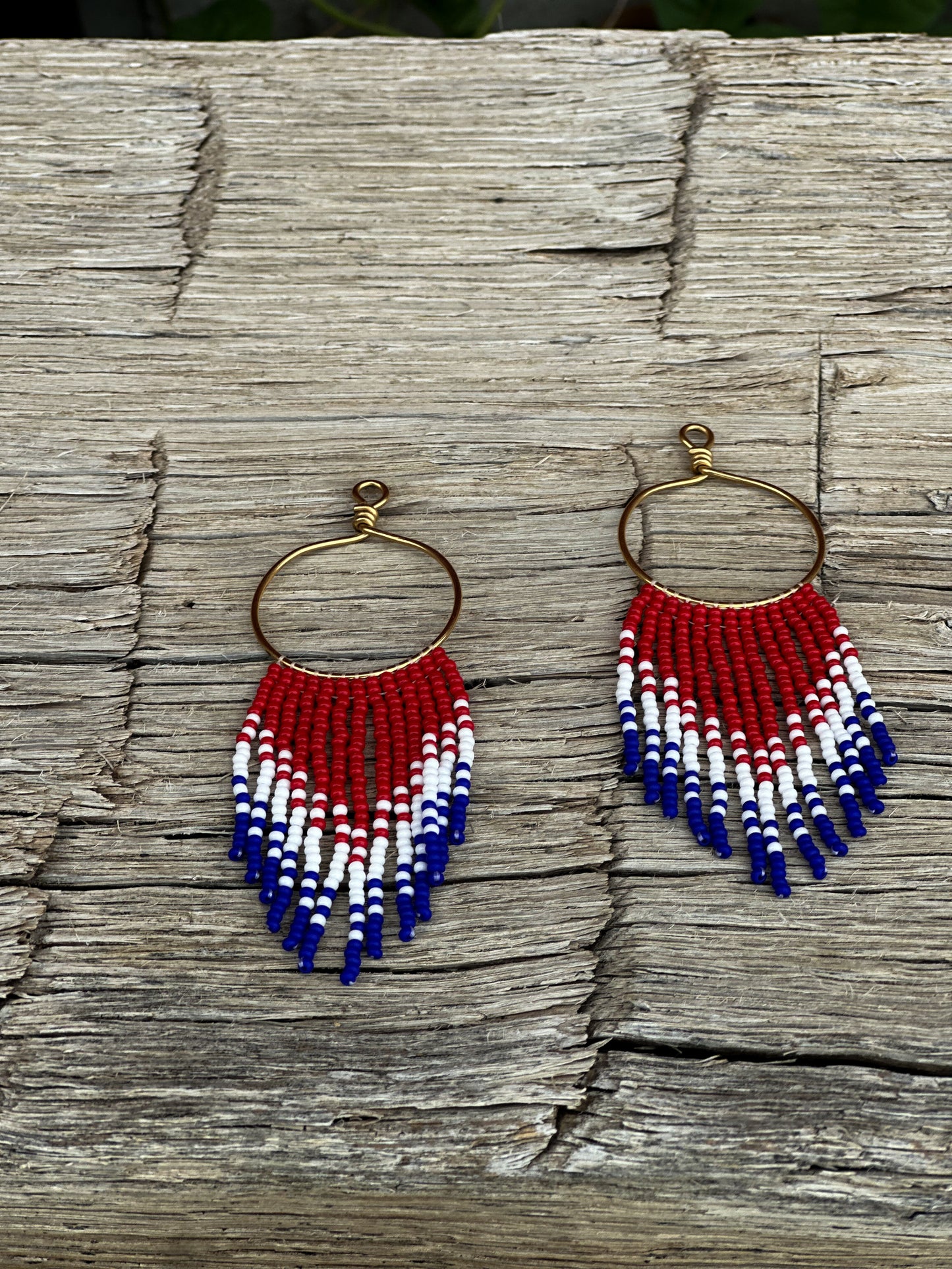 Red, White, & Blue Beaded Hoops