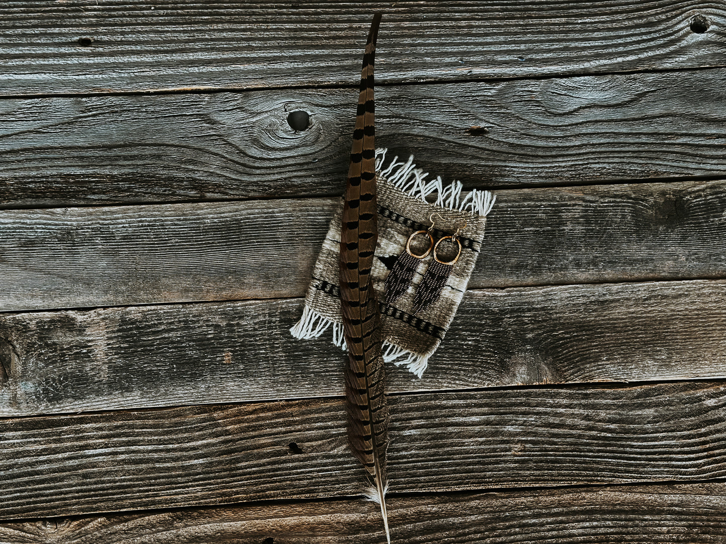 Ring-necked Pheasant Burnt Antler Earrings