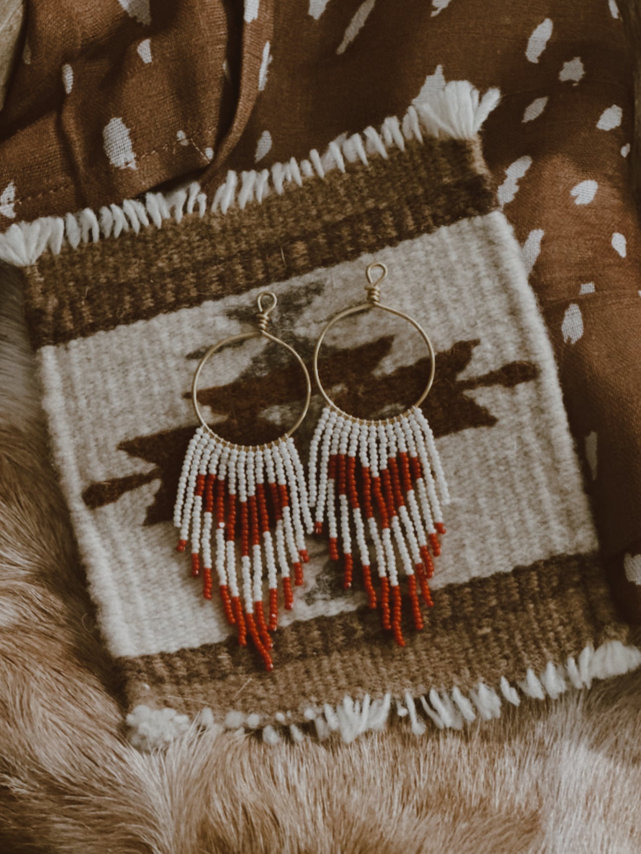Cowboy hearts-dipped Beaded hoops