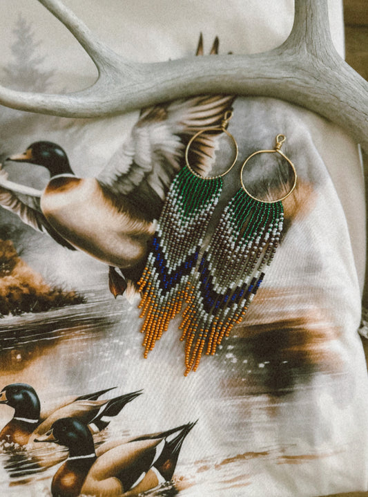 Large Mallard duck beaded hoop set