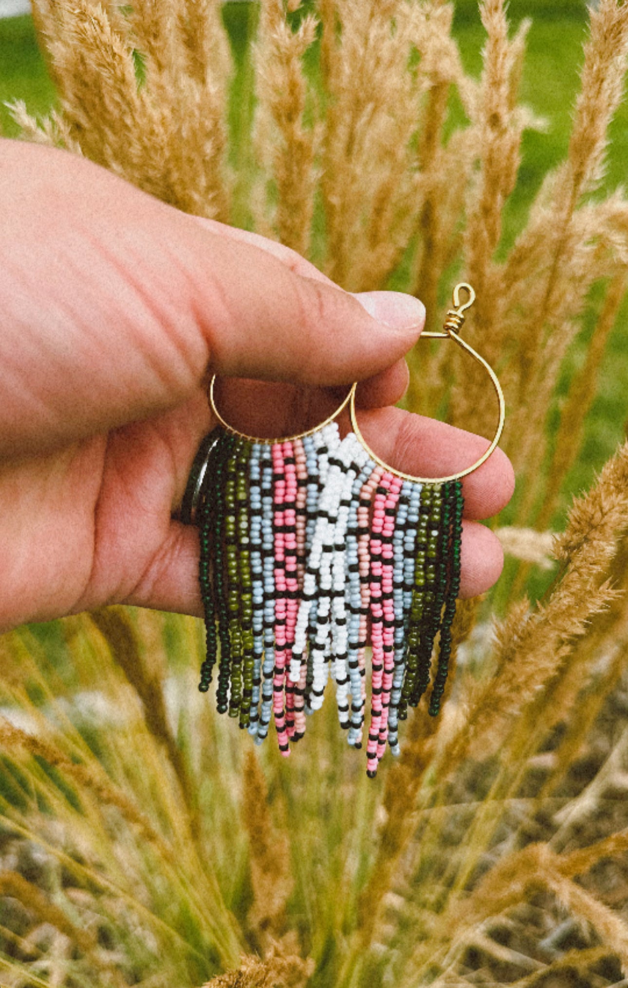 Rainbow Trout Beaded Hoops