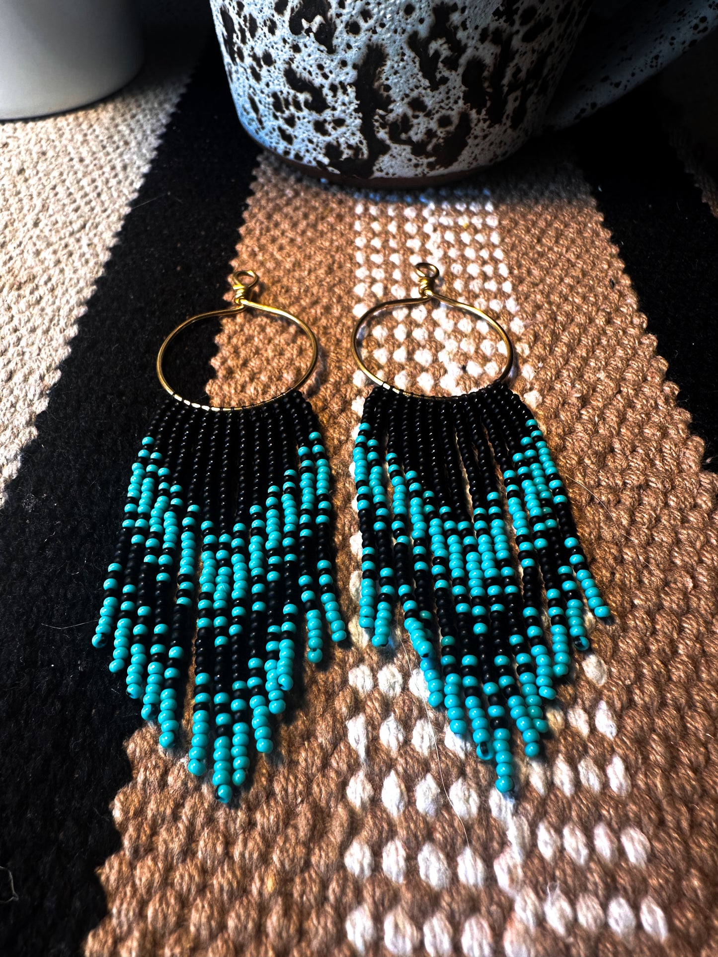 Nahuatl-Beaded Hoops