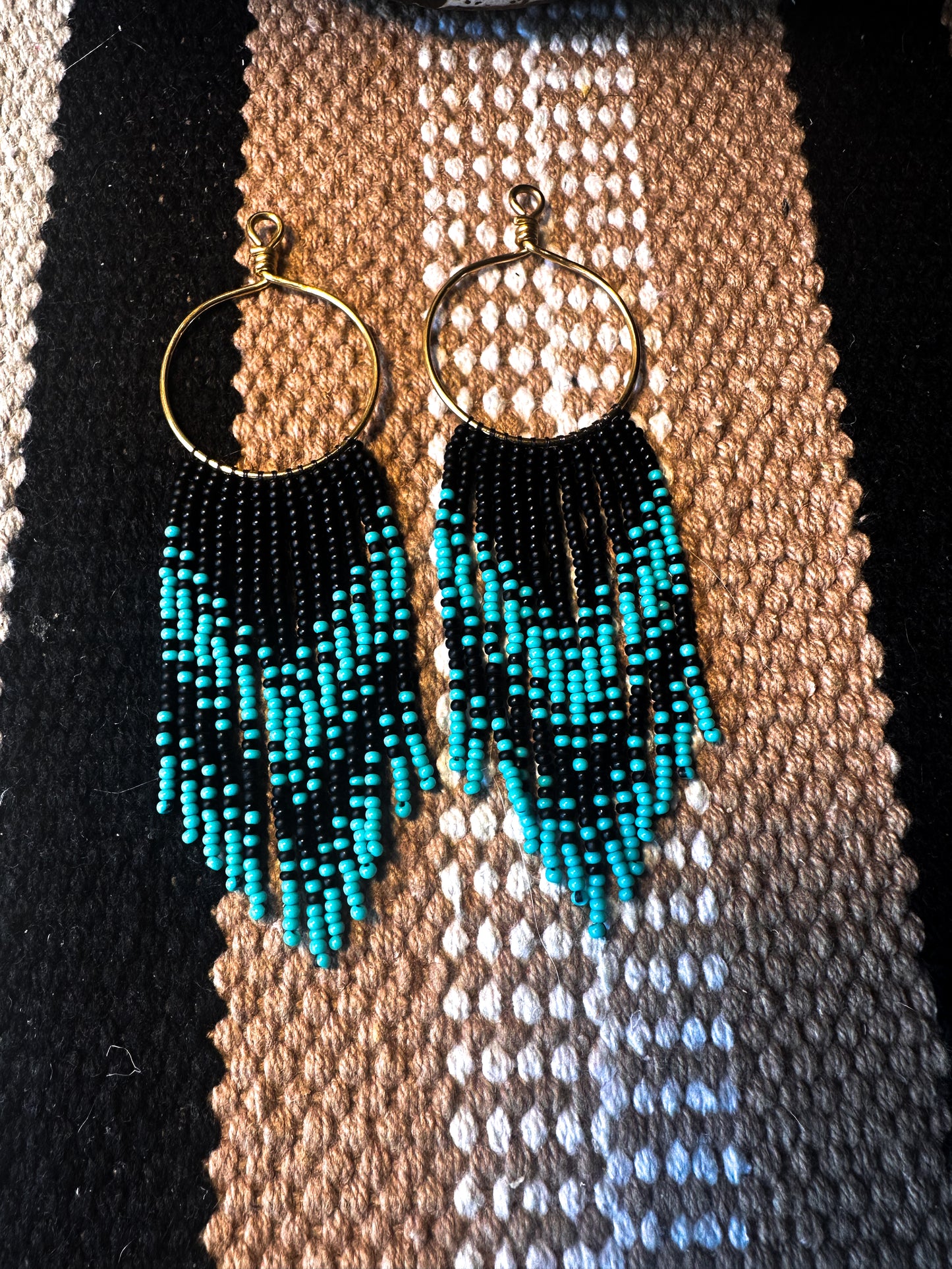 Nahuatl-Beaded Hoops