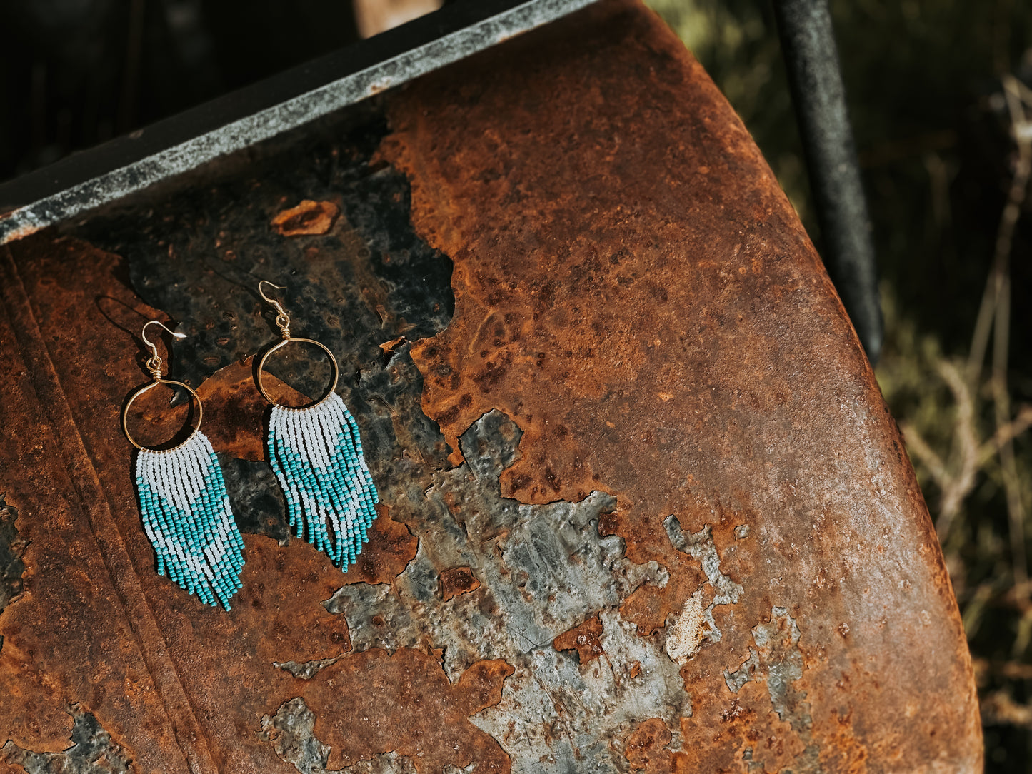 Turquoise Beaded Hoops