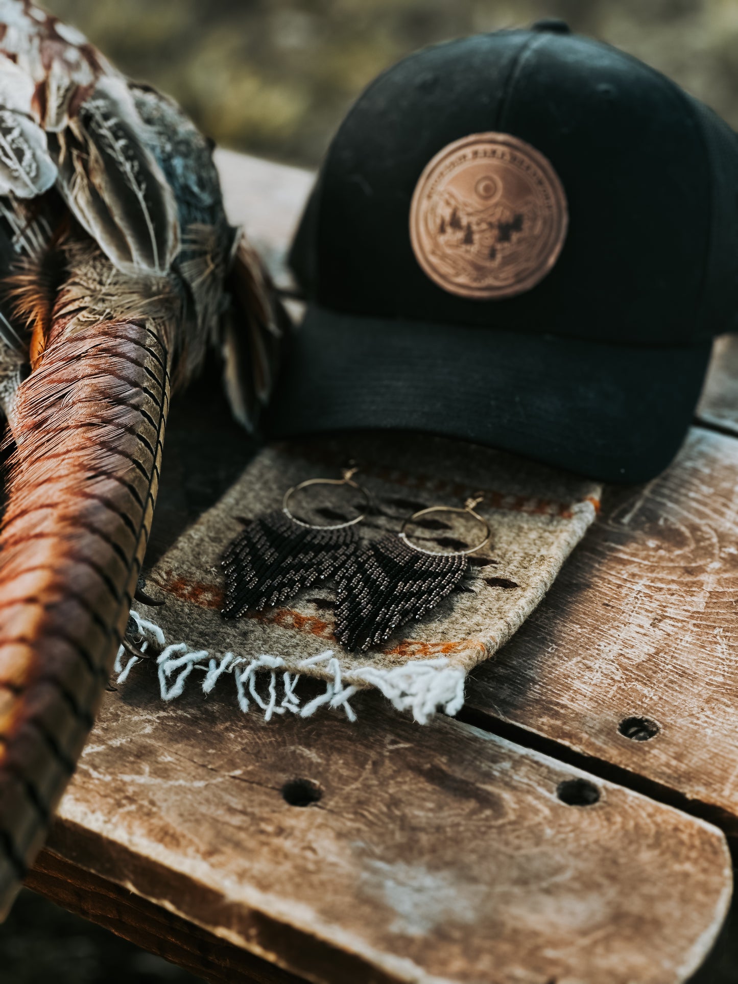 Pheasant beaded hoops- minis 02