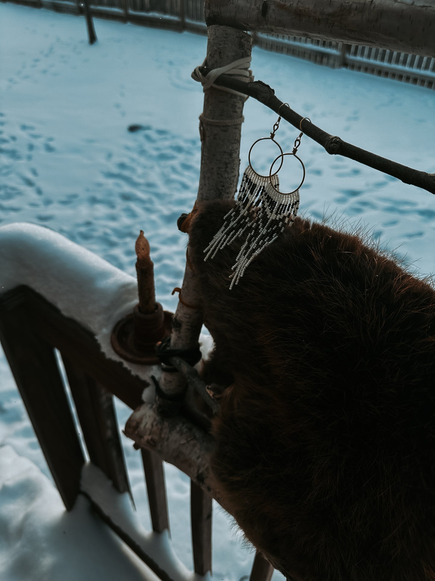 Snowy Owl Beaded Hoops