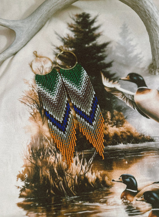 XL mallard duck beaded hoop set