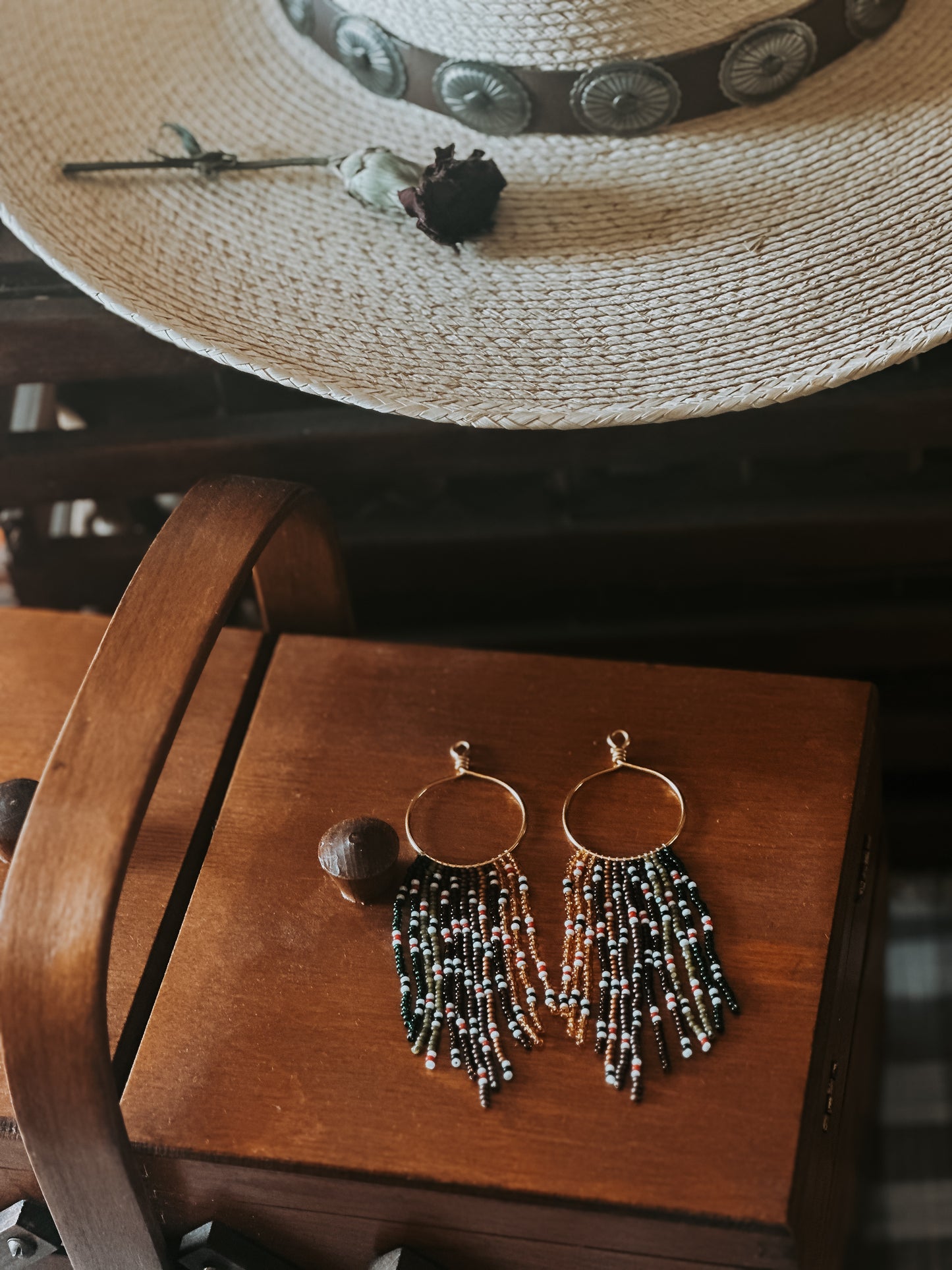 Brown Trout Beaded Hoops