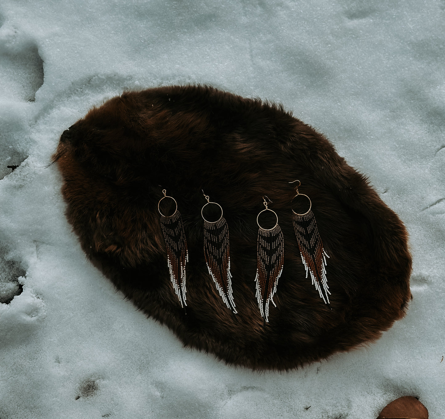 Ring-necked Pheasant Beaded Hoops