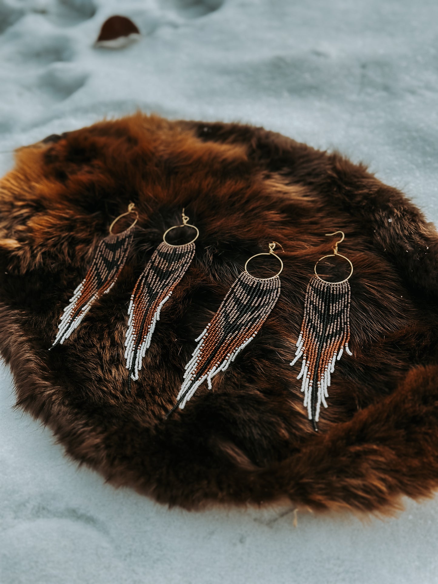 Ring-necked Pheasant Beaded Hoops